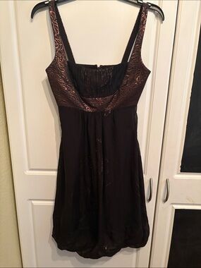Nicole Miller Black Dress with Bronze Lace Bodice